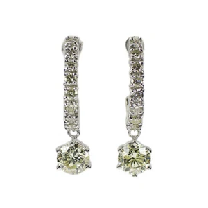 K18WG Diamond Earrings 0.60ct D0.26ct - Auth free shipping from Japan- Auth SELB - Picture 1 of 3