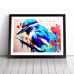 Eisvogel Vogel gespritzt Vol.3 Abstrakter Wandbilddruck Gerahmtes Bild Poster - Bild 1 von 8