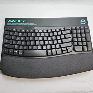 Logitech Wave Keys Wireless Ergonomic Keyboard with Cushioned Palm Rest Graphite - Picture 1 of 14