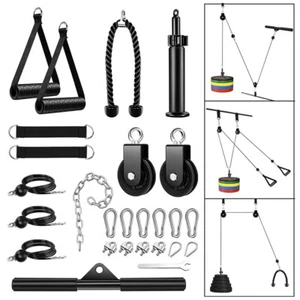 27Pcs Fitness Pulley System Gym LAT Pulldown Attachments Squat Rack Dual H7R9 - Picture 1 of 9