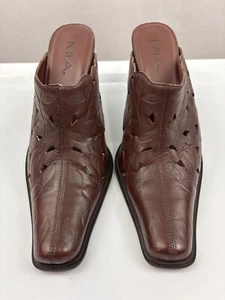 Mia Vicki Leather Mules Women’s SZ 9M Brown Boho Cowgirl Southwest - Picture 1 of 6
