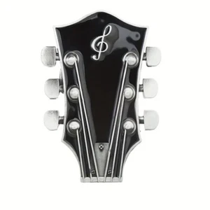Guitar Head Belt Buckle Black & Silver - Picture 1 of 7