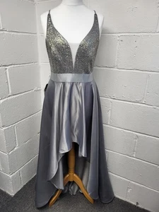 Ever Pretty Silver Occasion/Prom Dress Sequin Bust Hi-Low. Size 16. BNWT.PBF - Picture 1 of 14