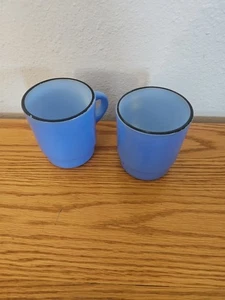 2 Anchor Hocking Fire King Blue Coffe Cups Good Condition - Picture 1 of 7