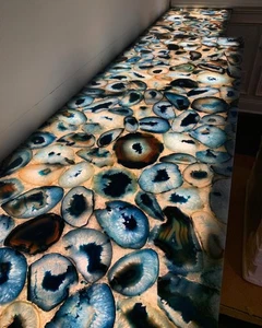 36"x12" Stunning Blue Agate Countertop / Modern Bathroom Slab Top Decor - Picture 1 of 6