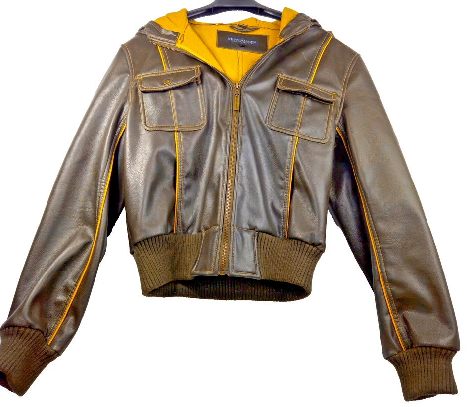 Steve Madden винтажный Y2K коричневый искусственной кожи куртка размер средний - Изображение 1 из 4