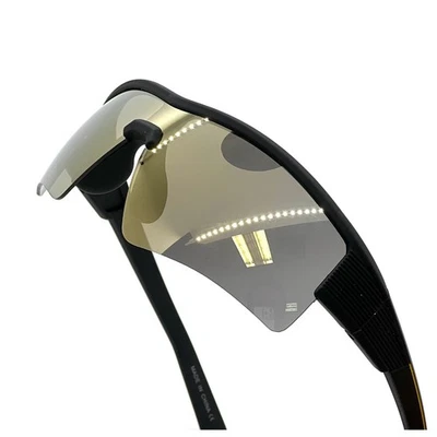 Gafas de sol deportivas media montura doradas lentes espejadas ciclismo correr lentes Foto 1 de 4