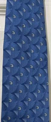 Мужской галстук LANVIN Paris 100% шелк синий геометрический цветочный сделано во Франции 57 дюймов - Изображение 1 из 4