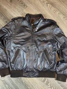 Vintage Members Only Leder Bomber Jacke Biker Schwarz 80er Full Zip Herren 42 Medium - Bild 1 von 7