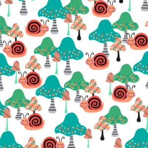 Studio e Owl's Woodland 5076-6 Mushrooms & Snails Cotton Fabric By Yard - Picture 1 of 1