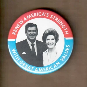 Violonchelo Ronald Reagan Nancy Reagan 1980 Campaña Presidencial Botón 3" - Imagen 1 de 1