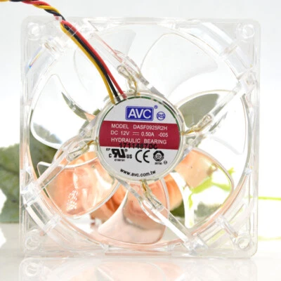 92mm 90mm LED Fan AVC 9225 9CM DC12V 0.5A DASF0925R2H 92X92X25mm Transparent  - Image 1 of 4