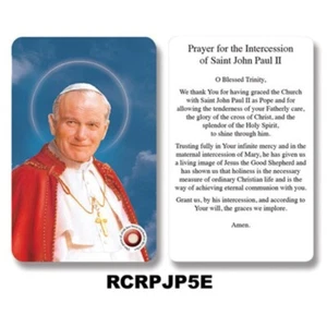 Prayer for the Intercession of Saint John Paul II - Relic Plastic Holy Card - Picture 1 of 1