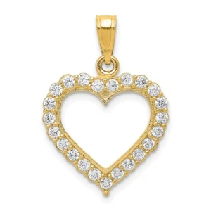 10K Yellow Gold Cubic Zirconia Heart Pendant for Women 1.1gm L-20mm W-25mm - Picture 1 of 3
