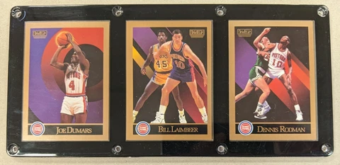 DETROIT PISTONS 3 CARD PLAQUE JOE DUMARS BILL LAIMBEER DENNIS RODMAN BAD BOYS Cover