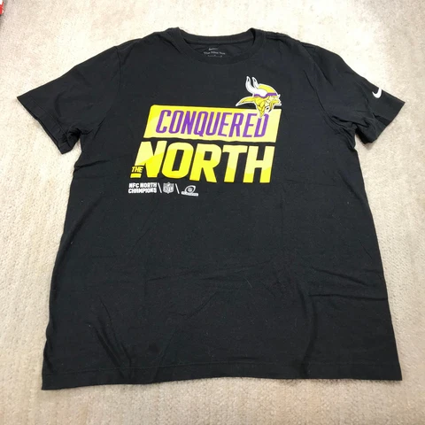 Nike Minnesota Vikings Shirt Mens Medium Black Conquered North NFL Casual Cover