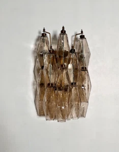 Vintage Murano Italian POLIEDRI smoked glass wall sconces - Foto 1 di 16