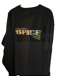 VINTAGE 2XL NUOVO SENZA ETICHETTE SPICE GIRLS TOUR UPSTAGING MANICA LUNGA TOP NERO C - Foto 1 di 7