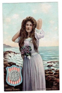 Raphael Tuck State Belles Series The Rhode Island Belle RI Postcard Unposted - Picture 1 of 2