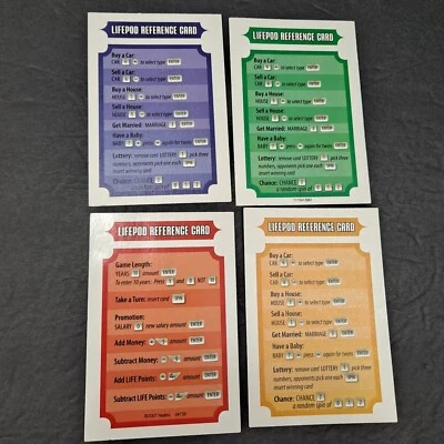 2007 Game of Life Twists & Turns Game 4 Lifepod Reference Cards Replacements - Image 1 of 4