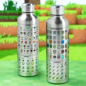Minecraft Icons Glossary Stainless Steel Metal Water Bottle 500ml - Picture 1 of 4