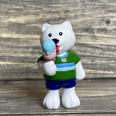 Ganz Webkinz Figurine Plastic White Polar Bear Ice Cream Cone Green Shirt  Foto 1 de 3