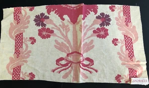 QUADRILLE Floral in Pink, Plum, Cream 13 1/2 x 24" Linen Fabric Sample - Picture 1 of 2
