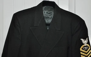 VTG 1973 US Navy CPO FC Fire Control Dress Blue Jacket Service Stripes Bullion b - Picture 1 of 8