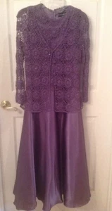 Bride's Mother 2 pc Dress CACHET Crocheted Beaded Lace Lavender Sz 12 w Tag - Picture 1 of 9