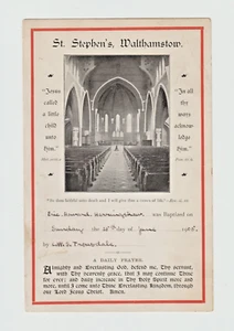 Tarjeta de bautismo 1906 Iglesia de San Esteban Walthamstow Eric Herringshaw - Imagen 1 de 1