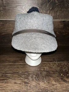 VTG Malden Winter Hat Cap Fitted 7 1/4 Gray Polar Fleece Heavy Duty Pom Pom USA - Picture 1 of 8