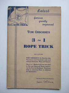 TOM OSBORNE'S 3 TO 1 ROPE TRICK Three to One MAGIC TRICKS Stapled Booklet - Picture 1 of 9