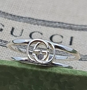 Gucci Ring, ineinandergreifendes G, 6 mm Sterlingsilber, Größe 8, neu - Bild 1 von 6
