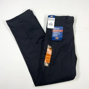 NEW Dickies Boys Flat Front Pants Sz 18 Black Twill Classic Fit Straight Leg - Picture 1 of 7