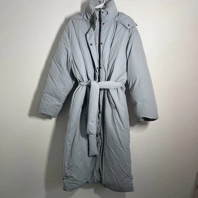 Abrigo Everlane Mujer L Gris Plumón Funda Nórdica Nube Cinturón Cremallera Completa Exterior Invierno Foto 1 de 4