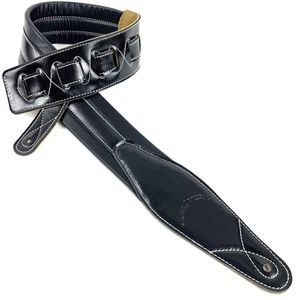 Correa de guitarra C-21-BLK negra acolchada de cuero de grano premium de 2,75" de ancho para Acous... - Imagen 1 de 9