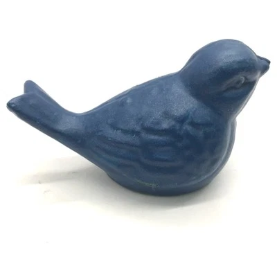 Pequeña estatuilla de pájaro azul de metal fundido pintada vintage estatua pisapapeles de jardín Foto 1 de 4