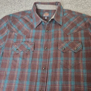 Moonshine Spirit Mens Pearlsnap Flannel Shirt Large Longsleeve Plaid Western - Picture 1 of 9