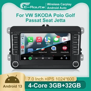 7'' Android Car Stereo Radio WiFi GPS Sat Nav DAB+ Carplay For VW Golf MK5 MK6 - Picture 1 of 17