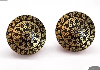 Moroccan black brass drawer knob black and gold brass knob cabinet knob handle - Image 1 of 4