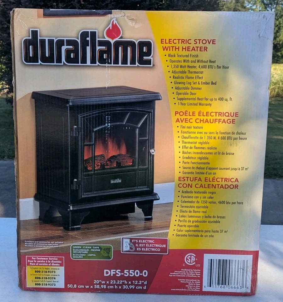 Estufa Eléctrica Duraflame Con Calentador DFS-550-0 Negra 4600 BTU Temperatura Ajustable Foto 1 de 4