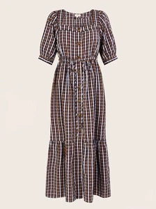 Monsoon Dolly Check Dress Blue Midi Dress Size XL New Without Tags - Picture 1 of 4