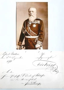 1897 Friedrich I. Grossherzog v. Baden Autograph mit Beigaben Dokumentenfragment - Bild 1 von 1