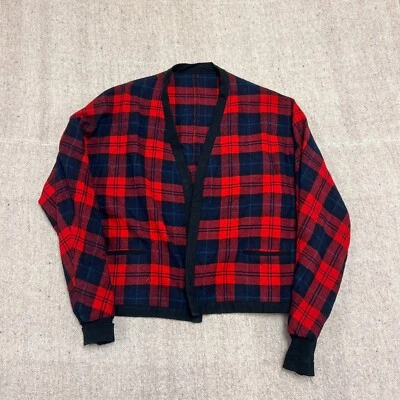 Vintage Pendleton Cardigan Mens Large Red 1960s Wool Plaid USA - Image 1 of 4