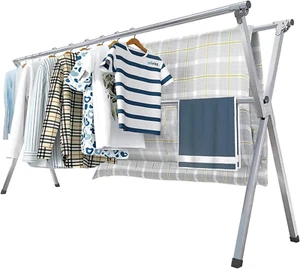 Stainless Steel Clothes Drying Rack, Foldable Laundry Rack for Indoor and Outdoo - Picture 1 of 12