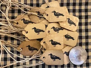 100 TINY Hang Tags CROW Hang Tags Coffee Stained Primitive Price Gift crafts lot - Picture 1 of 4