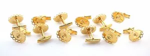 SIX PAIR GOLD COLOR 18x13 CABOCHON CAB GEMSTONE GEM CUFFLINK  FINDING MOUNTING - Picture 1 of 1
