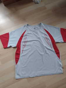 CRANE Trainings T-Shirt / rot-weiß / Größe: L