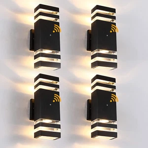 BOXCUPIN Dusk to Dawn Sensor Outdoor Wall Lights 4 Pack, Up and Down Lights Wall - Picture 1 of 5