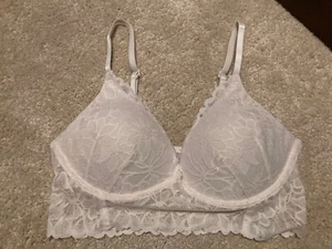 Victoria's Secret VS PINK Push Up Bralette Size Small White Floral Lace - Picture 1 of 5